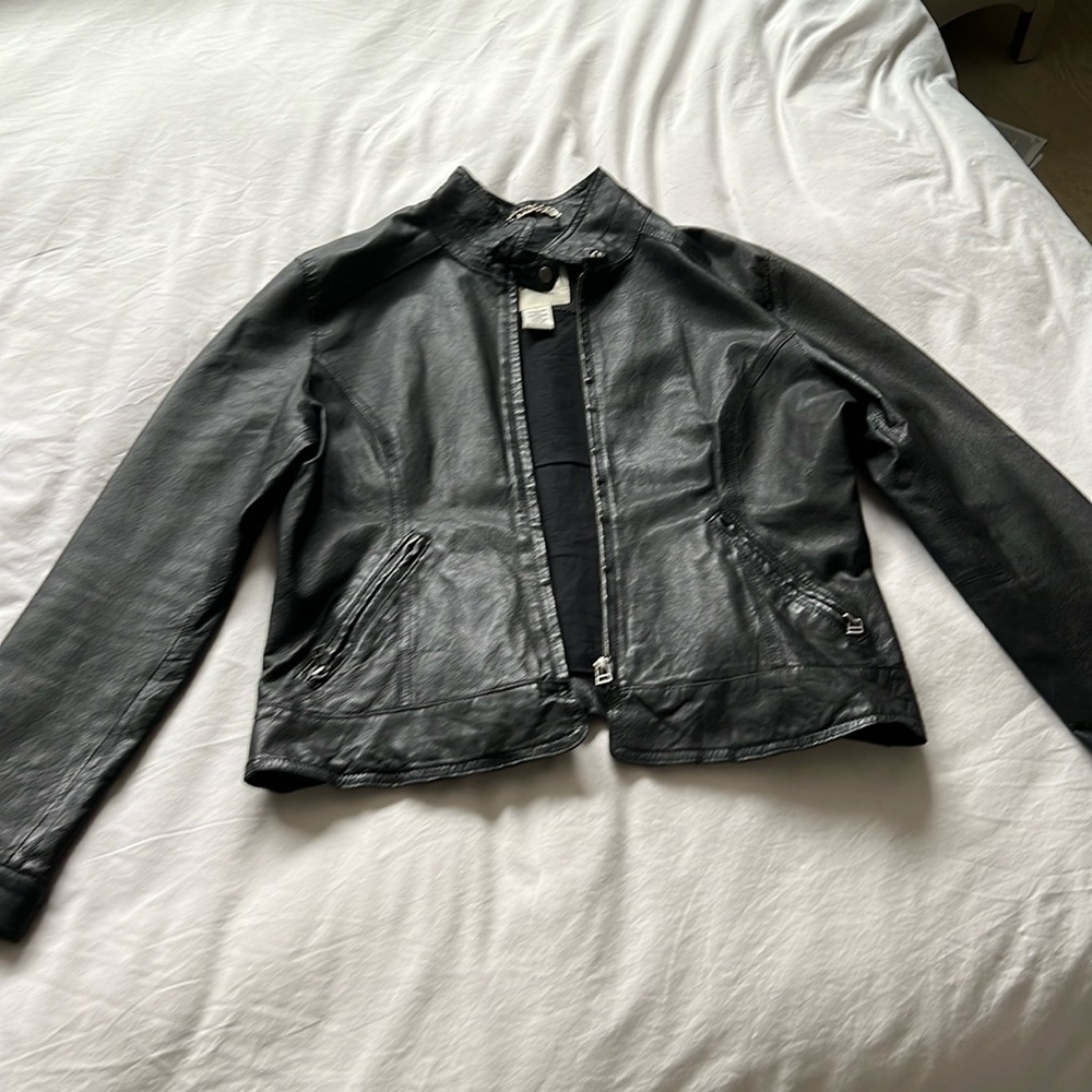 BB Dakota black leather moto jacket